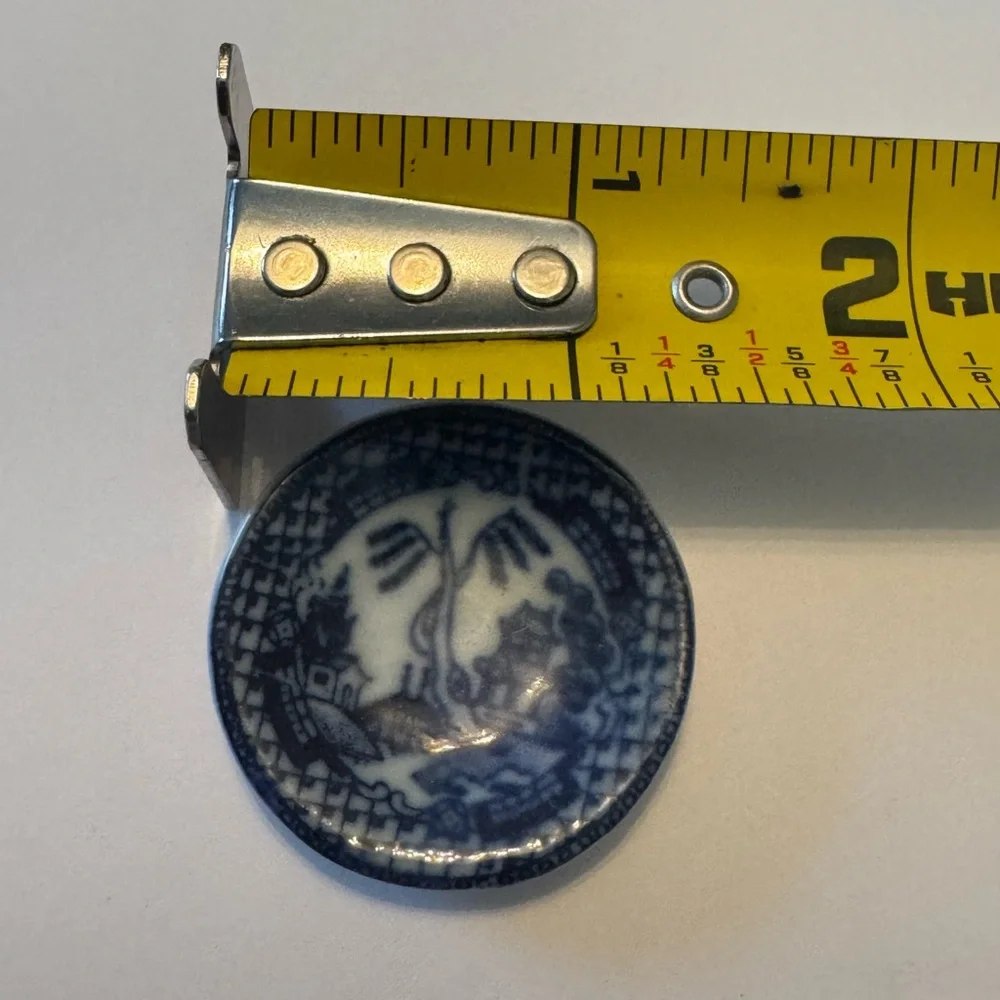 Blue and White Miniature transferware cup saucer tiny miniatures collectible